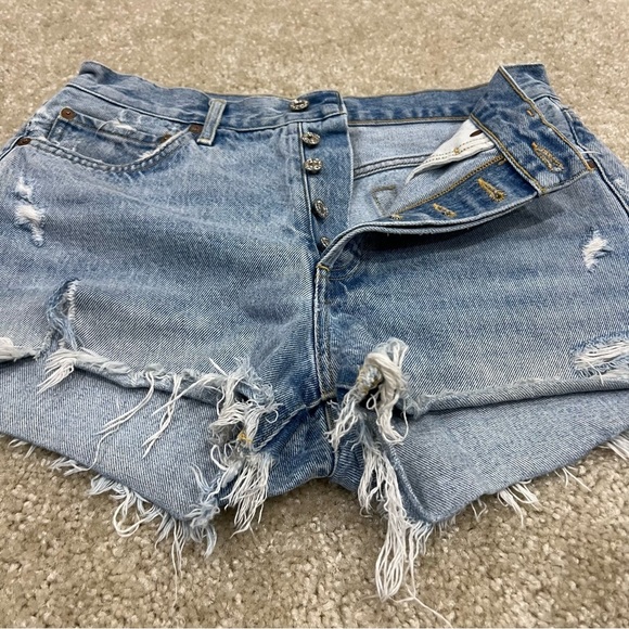 Agolde Los Angeles Parker Vintage Cut Off Jeans Shorts Sz 27 High Rise Button, - Picture 3 of 16